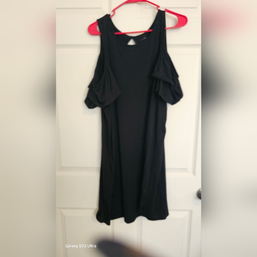 Black cold shoulder dress